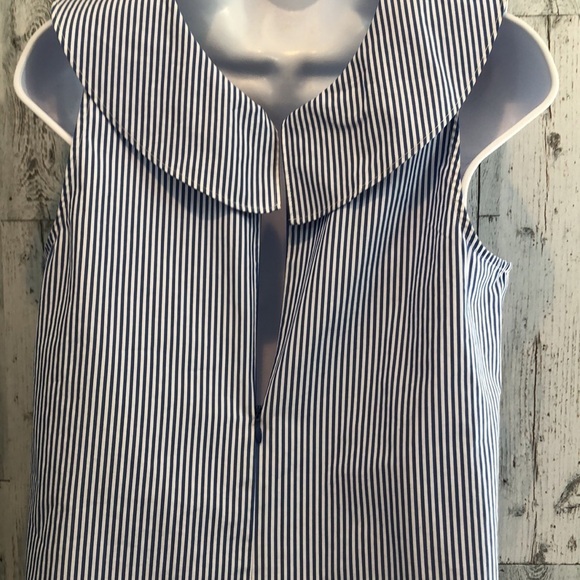 J.Crew Ruffled V-Neck Stripe Sleeveless Top 2 - Picture 5 of 10